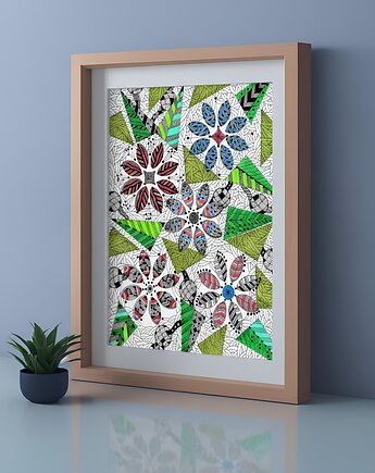 20. KWIATY GEOMETRIA- rysunek, plakat., kama4you