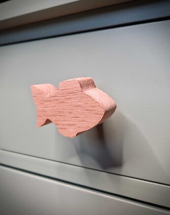 Drewniane gałki do mebli, z drewna, MORSKIE, rybka, Drewniane dodatki