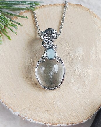 Naszyjnik Kryształ Górski stal chirurgiczna wisiorek handmade wirewrapping, byNostawen