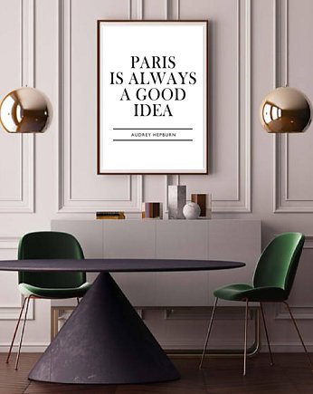 PLAKAT Paris Audrey Hepburn cytat, black dot studio