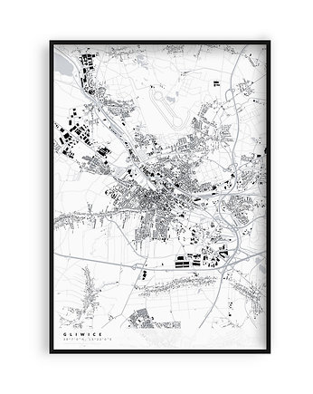 Gliwice - mapa miasta  plakat, PLAKATY GEOMETRYCZNE