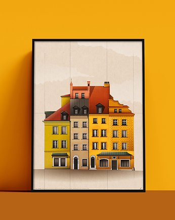 Plakat kamieniczki na Placu Zamkowym, Warszawska Starówka, Konrad Kunc