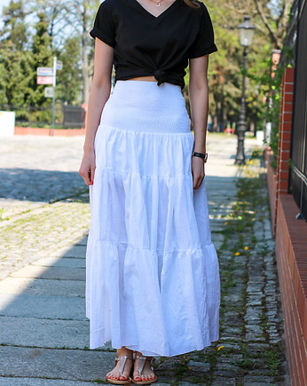 Spódnica maxi biała Sara M L, LONA