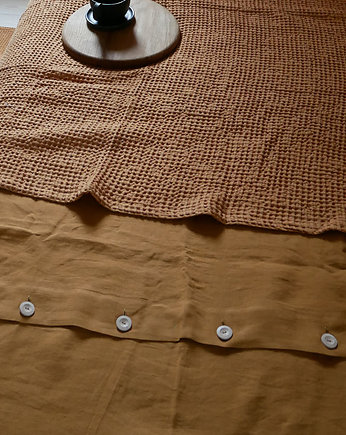 Skandynawska narzuta na łóżko lniany wafel, PANAPUFA