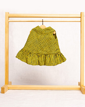 Sukienka lniana dla laki boho 37 cm łaciata żółta w paski, LuluLino