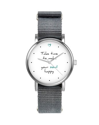 Zegarek  mały - Happy soul - nylonowy, szary, yenoo