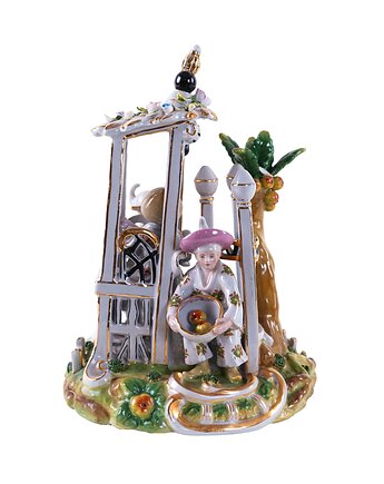 Porcelanowy świecznik figuralny z motywem orientalnym,przełom XIX i XX wieku, Przetwory design
