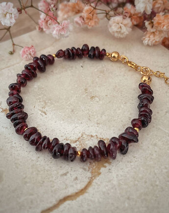 Bransoletka pozłacana Granat sieczka, Bring Biżuteria