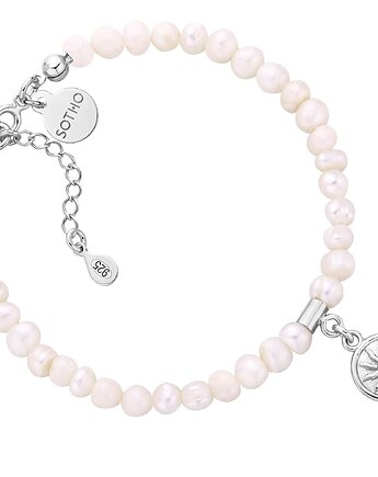 Bransoletka z pereł naturalnych ze srebrnym słoneczkiem, SOTHO