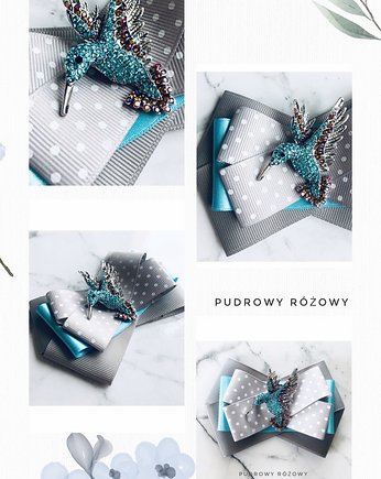 Brosza z Błękitnym Koliberkiem Nowość, Pudrowy Różowy