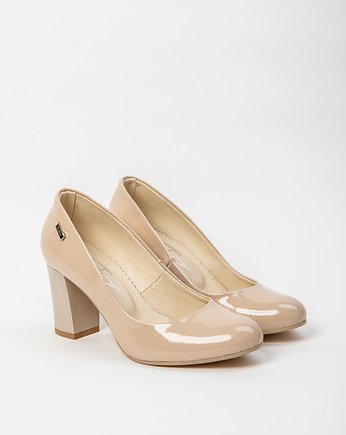 SKÓRZANE CZÓŁENKA ZAPATO 042 KOLOR BEŻ LAKIER, Zapato