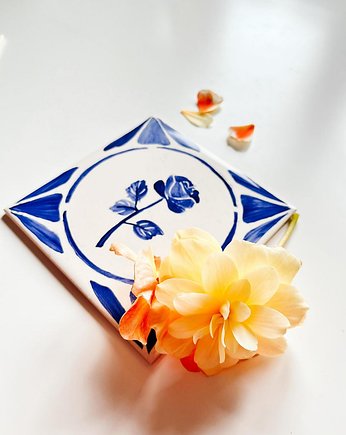 Róża z "Małego Księcia" - kafelek ręcznie malowany, azulkafelki