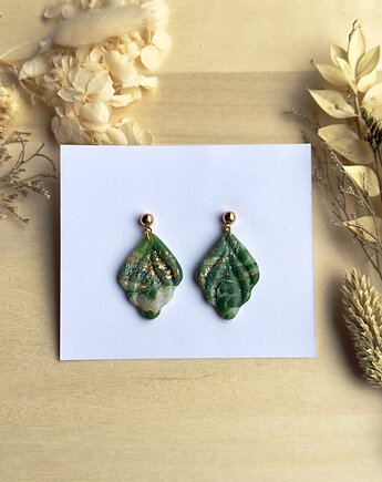 Kolczyki Świąteczne - Zielone liście, freska