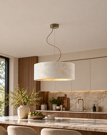 Czarna lampa wisząca do salonu z marmurowym kloszem HAJFA MARMUR fi - 50 cm, LYSNE
