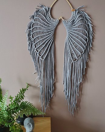Makrama Skrzydła XXL Makramowe  SZARE, Hygge Macrame