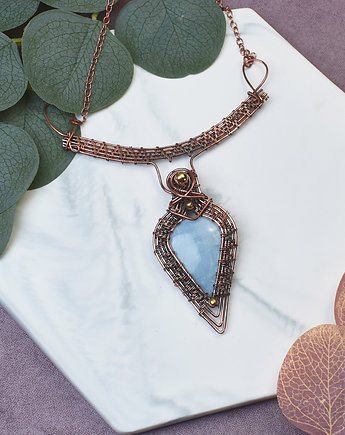 Miedziany naszyjnik wire wrapping z opalem owyhee #501, Spirit Of Copper