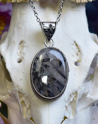 Miedziany posrebrzany wisiorek z kwarcem z czarnym rutylem, Spirit Of Copper