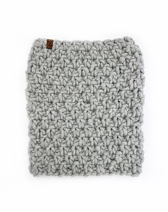 Jasnoszary szalik typu komin z grubej wełny peruwiańskiej, Holy Alpaca Knit