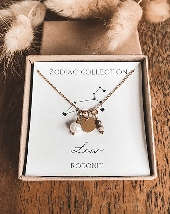 Naszyjnik znak zodiaku Lew rodonit, Tiny Stone