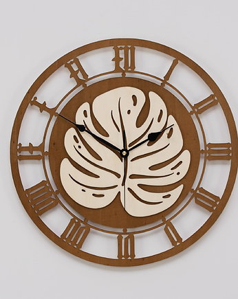 DEKORACYJNY, TROPIKALNY ZEGAR, MONSTERA, BEJCA L ( 60 x 60 cm ), ORNAMENTI