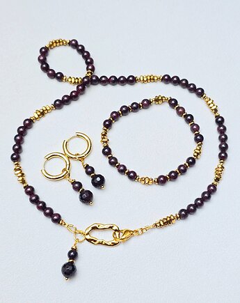 Komplet  Bordowe Granaty w Złocie, ILEA