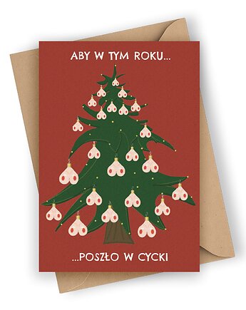 Kartka świąteczna- Aby w tym roku poszło w cycki!, Czarna Owca Karteczki