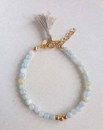 Bransoletka UNO akwamaryn, lniany chwost, modesign