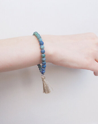 Chryzokola matowa bransoletka z frędzlem, galeria nuit