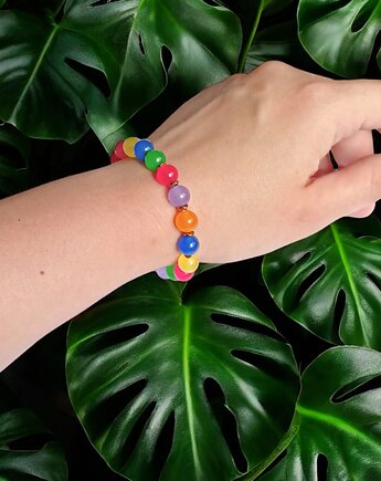 SUMMER COLLECTION : bransoletka na gumce : jadeit II, kaktusia