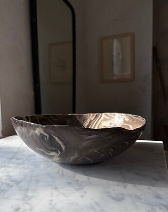 Ceramiczna Okrągła Misa na Sałaty XL Marble Effect, Maison Fragile