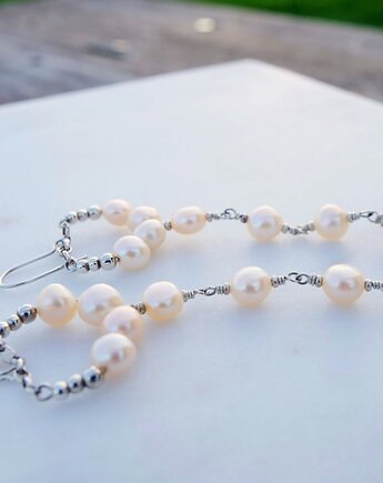 Kolczyki srebrne Dłuuuugie i perłowe, Studio Gazela