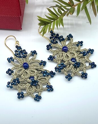 Kolczyki złote koronka frywolitka 097, Branicka Art