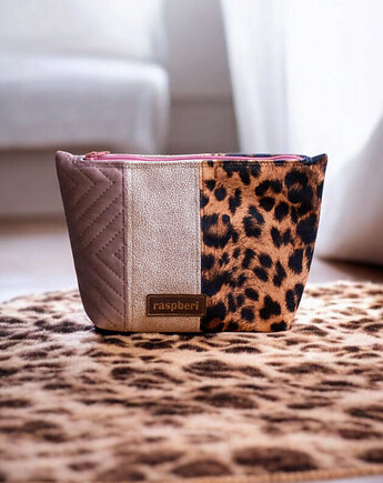 Kosmetyczka MAXI patchwork panterka, raspberi