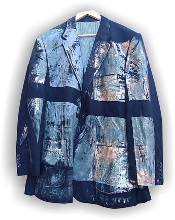 Upcyclingowa marynarka z ręcznym nadrukiem UV , ODIO TEES