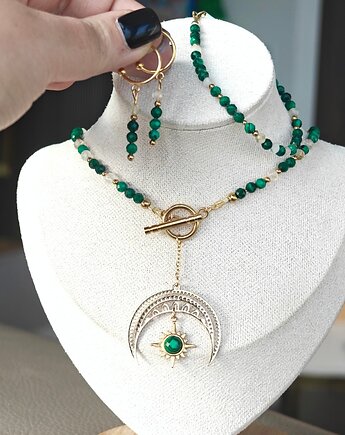 Klasyczny malachit cytryn lunula, NESSING handmade