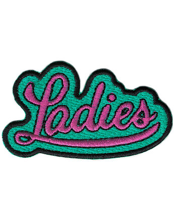 Naszywka naprasowanka LADIES TURKUSOWA termoprzylepna haft 8,2x4,7cm, Wyszywane
