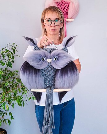 Sowa makrama szara, Kraina Szydełka Kamińska Sylwia 