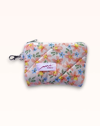Pikowany brzoskwiniowy portfelik, etui na karty, mi.KREO