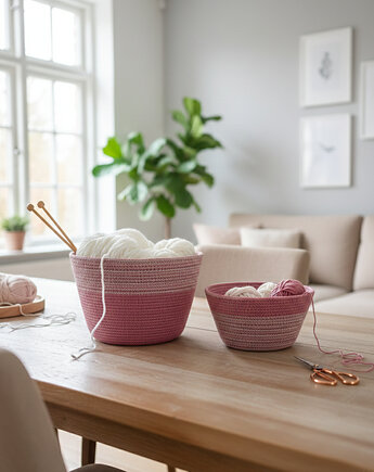 Zestaw koszyków ze sznurka Różany Spokój na prezent KS033, Barwny Zakątek