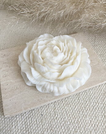 Świeca sojowa ekologiczna dekoracyjna "Peony Queen" 100x40mm biała (duża), Coccola JEWELLERY