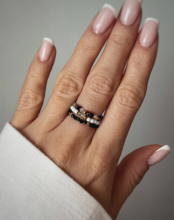 Zestaw Trzech Pierścionków Elastycznych z Kamieni Naturalnych, Bring Biżuteria