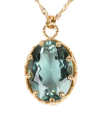 Złoty naszyjnik Magnifique z zielonym ametystem, Blooming Stones