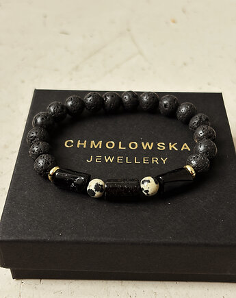Bransoletka męska Jaspis Dalmatyński i Turmalin, Chmolowska Jewellery
