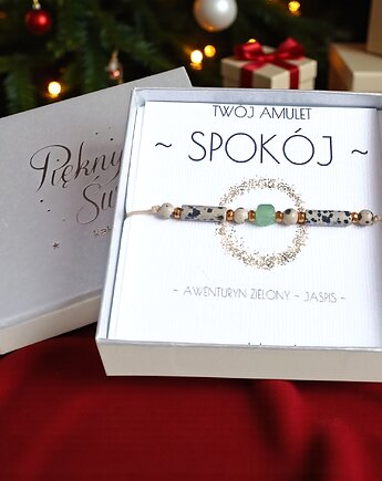 Amulet - SPOKÓJ - świąteczne pudełko - jaspis, awenturyn, kaktusia