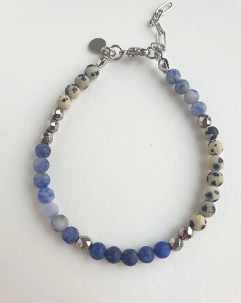 Bransoletka NEO jaspis niebieski, dalmatyński, lapis lazuli, hematyt