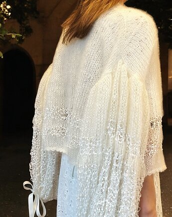 Sweter kardigan ecru narzutka do ślubu, AgataDudaHandmade