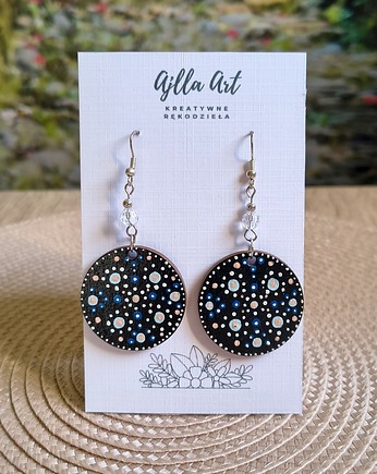 Kolczyki wiszące koła malowane ręcznie, ajlla