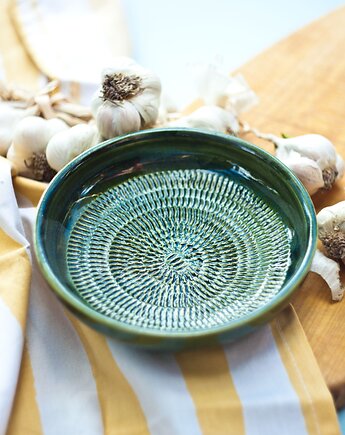 Ceramiczna tarka do czosnku i warzyw - butelkowa zieleń, Ceramika Zapiecek