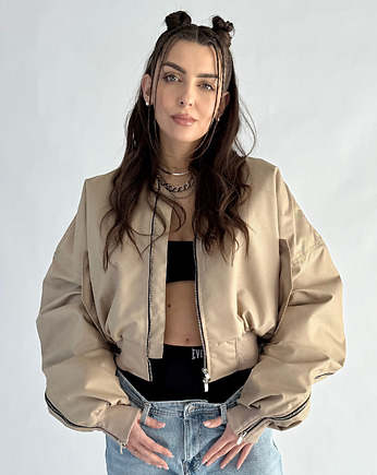 Krótka kurtka bomber mocca zipper, REST Factory