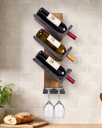 Drewniany Wieszak ścienny John Paddle na Wino i Kieliszki Gold Lewy, John Paddle